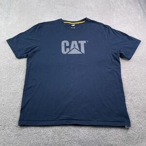 CAT Caterpillar Shirt Mens XL Blue Workwear Graphic Logo Tee
